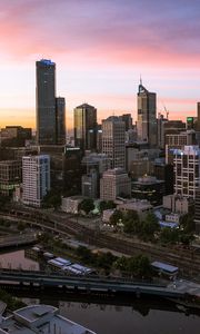 Preview wallpaper skyscraper, city, buildings, architecture, evening