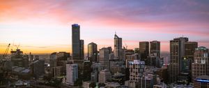 Preview wallpaper skyscraper, city, buildings, architecture, evening