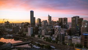 Preview wallpaper skyscraper, city, buildings, architecture, evening