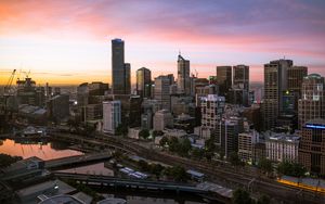Preview wallpaper skyscraper, city, buildings, architecture, evening