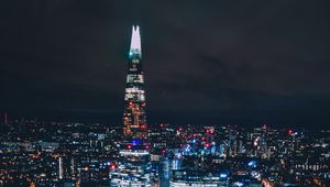 Preview wallpaper skyscraper, city, lights, buildings, night
