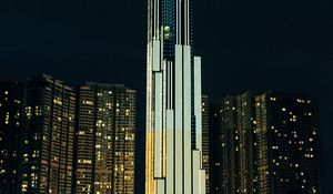 Preview wallpaper skyscraper, night city, architecture, building
