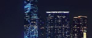 Preview wallpaper skyscraper, night city city lights, architecture, hong kong