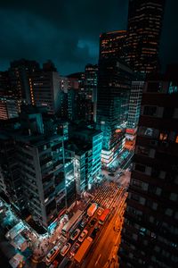 Preview wallpaper skyscraper, road, night city, buildings