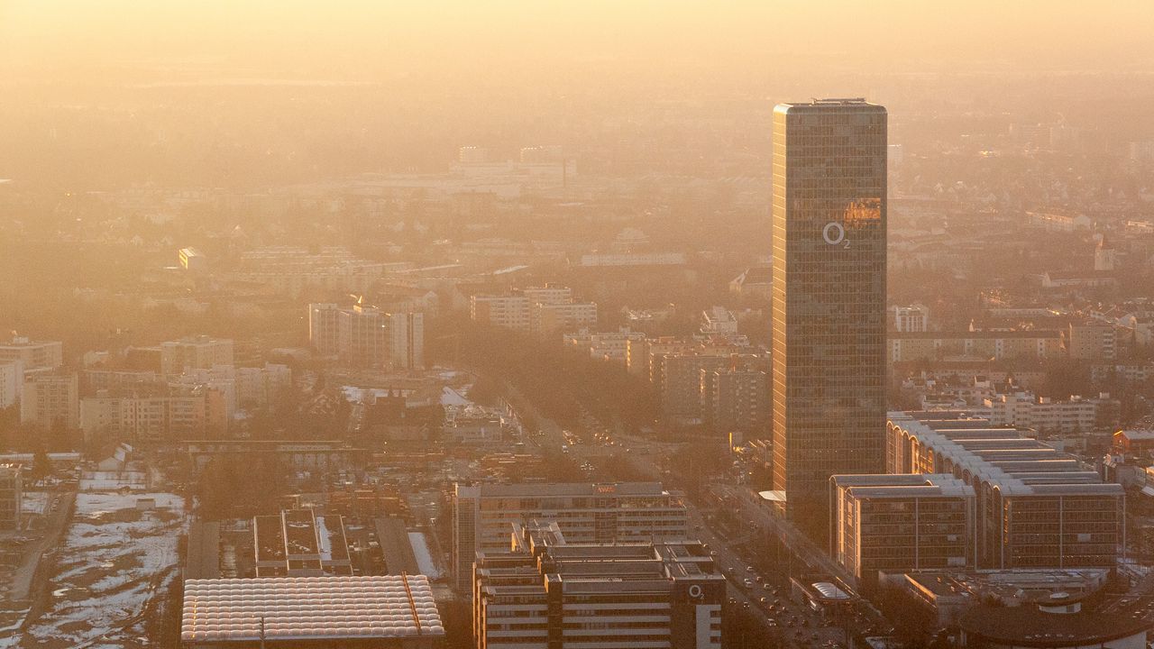 Wallpaper skyscraper, tower, buildings, aerial view, city, fog