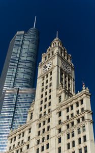 Preview wallpaper skyscraper, tower, clock, architecture, bottom view