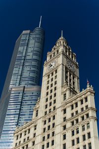 Preview wallpaper skyscraper, tower, clock, architecture, bottom view