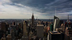 Preview wallpaper skyscrapers, aerial view, architecture, buildings, manhattan, new york, usa