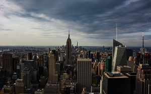 Preview wallpaper skyscrapers, aerial view, architecture, buildings, manhattan, new york, usa