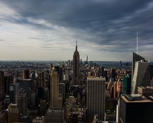 Preview wallpaper skyscrapers, aerial view, architecture, buildings, manhattan, new york, usa