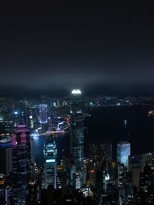 Preview wallpaper skyscrapers, architecture, buildings, city, glow