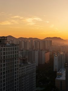 Preview wallpaper skyscrapers, architecture, buildings, city, sunset