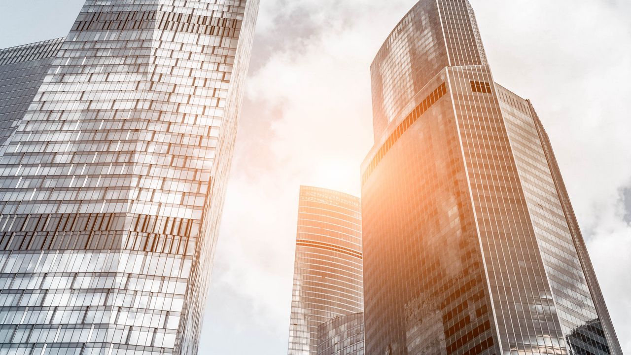 Wallpaper skyscrapers, architecture, city, buildings, glare