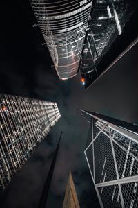 Preview wallpaper skyscrapers, bottom view, architecture, night, dark