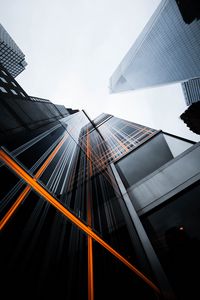 Preview wallpaper skyscrapers, bottom view, architecture, urban, minimalism