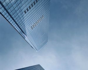 Preview wallpaper skyscrapers, bottom view, building, sky