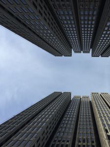 Preview wallpaper skyscrapers, bottom view, sky