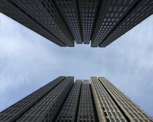 Preview wallpaper skyscrapers, bottom view, sky