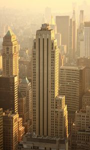 Preview wallpaper skyscrapers, buildings, aerial view, city, fog