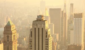 Preview wallpaper skyscrapers, buildings, aerial view, city, fog