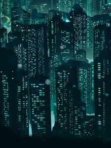 Preview wallpaper skyscrapers, buildings, architecture, art, glow