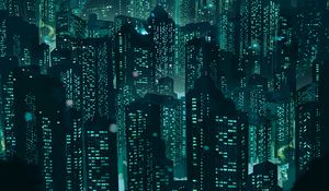 Preview wallpaper skyscrapers, buildings, architecture, art, glow