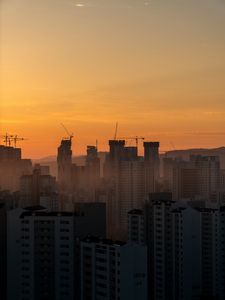 Preview wallpaper skyscrapers, buildings, architecture, sunset, sky