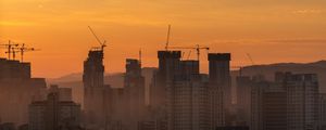 Preview wallpaper skyscrapers, buildings, architecture, sunset, sky