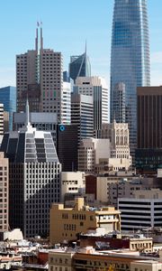 Preview wallpaper skyscrapers, buildings, architecture, flags, city