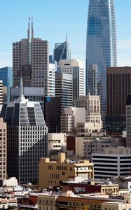 Preview wallpaper skyscrapers, buildings, architecture, flags, city