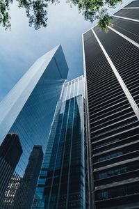 Preview wallpaper skyscrapers, buildings, bottom view, branch