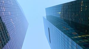 Preview wallpaper skyscrapers, buildings, bottom view, architecture, sky