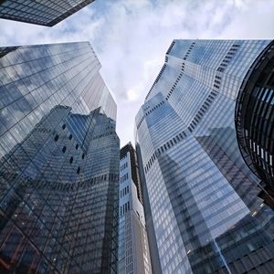 Preview wallpaper skyscrapers, buildings, bottom view, architecture