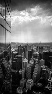 Preview wallpaper skyscrapers, buildings, bw, city