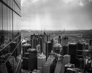 Preview wallpaper skyscrapers, buildings, bw, city