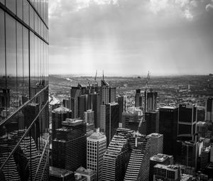 Preview wallpaper skyscrapers, buildings, bw, city