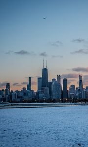 Preview wallpaper skyscrapers, buildings, city, sea, chicago, usa