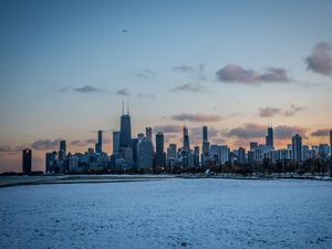 Preview wallpaper skyscrapers, buildings, city, sea, chicago, usa