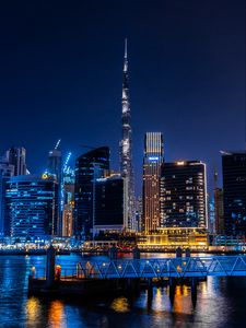 Preview wallpaper skyscrapers, buildings, city, night, architecture, backlight, dark