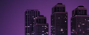 Preview wallpaper skyscrapers, buildings, city, night, dark, purple