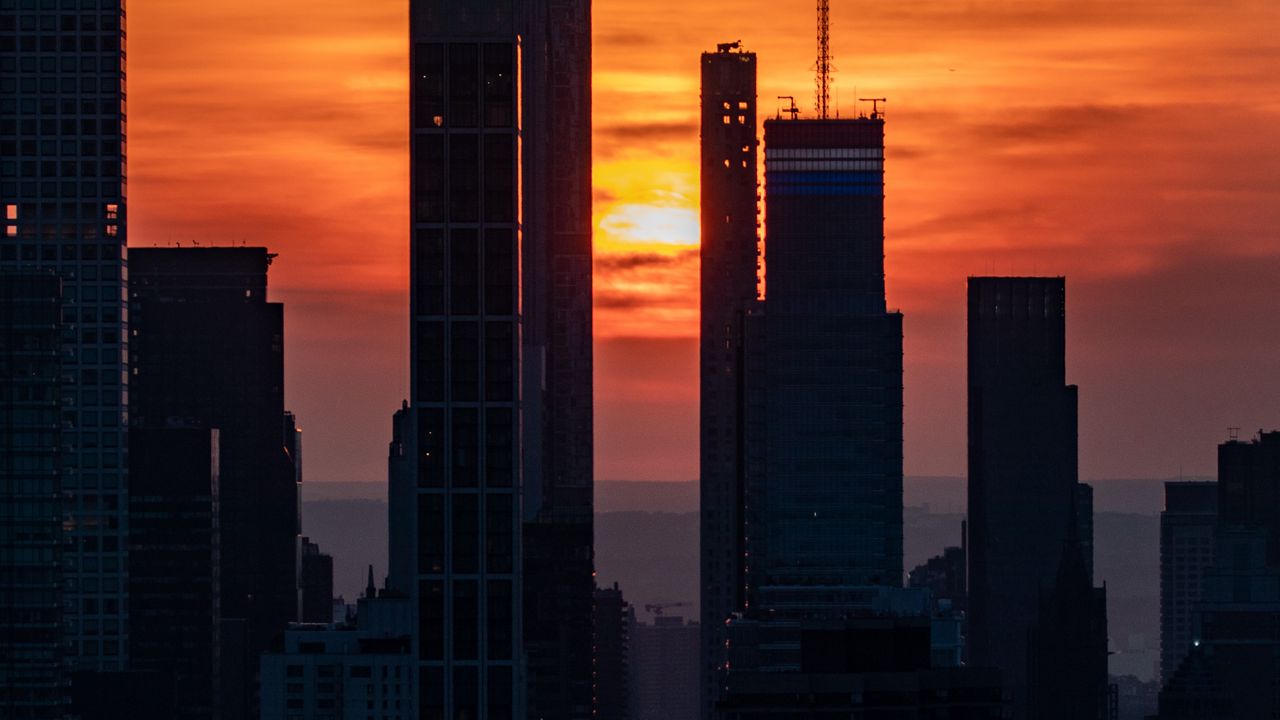 Wallpaper skyscrapers, buildings, city, twilight