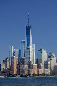 Preview wallpaper skyscrapers, buildings, city, sea, manhattan, usa