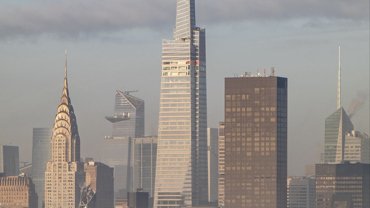 Wallpaper skyscrapers, buildings, fog, city