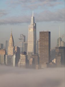 Preview wallpaper skyscrapers, buildings, fog, city
