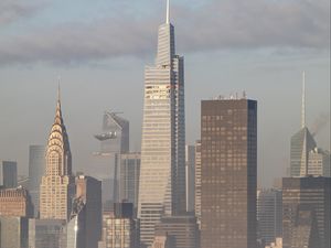 Preview wallpaper skyscrapers, buildings, fog, city
