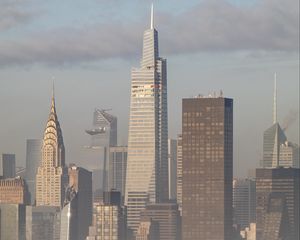 Preview wallpaper skyscrapers, buildings, fog, city
