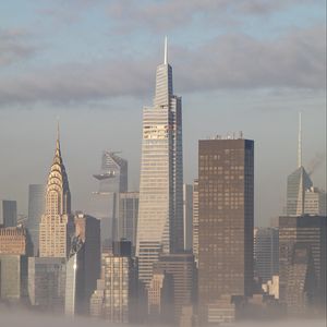 Preview wallpaper skyscrapers, buildings, fog, city