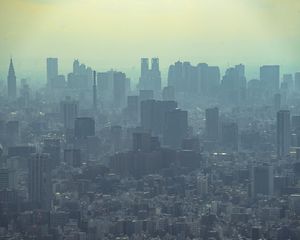 Preview wallpaper skyscrapers, buildings, smog, city