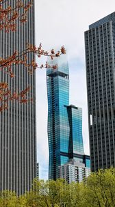 Preview wallpaper skyscrapers, buildings, trees, architecture, city