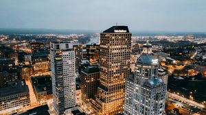 Preview wallpaper skyscrapers, city, aerial view, buildings, architecture